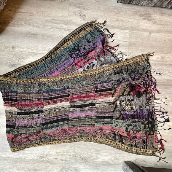 SALE: (set of 2) Urban Outfitters Striped Scarf + Floral Patchwork Scarf - Picture 9 of 13